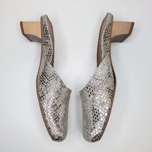 L'Amour des Pieds Winoc Mule Pump Silver Cream Leather Snake Python Size 6.5